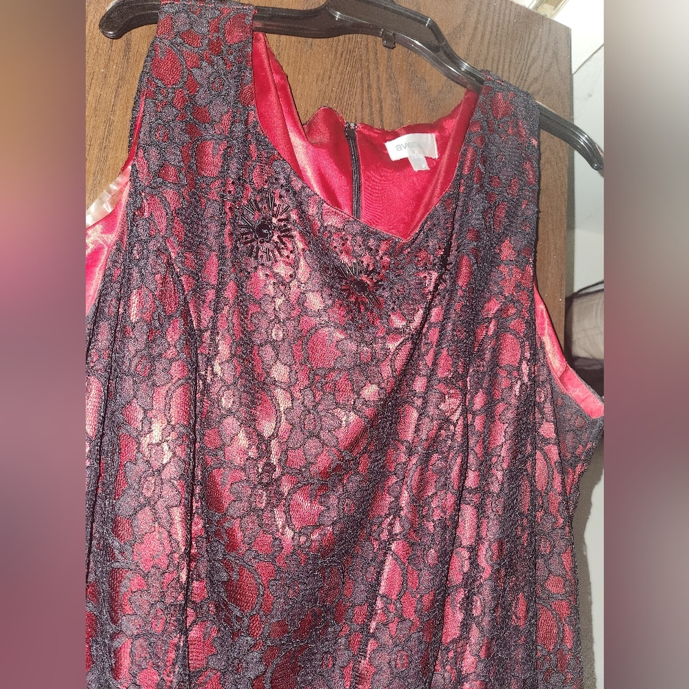 Black Lace dress red satin material
